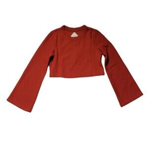 NWT Band of the Free Alize Ribbed Knit Cropped Top Long Bell Sleeves Rust - XS